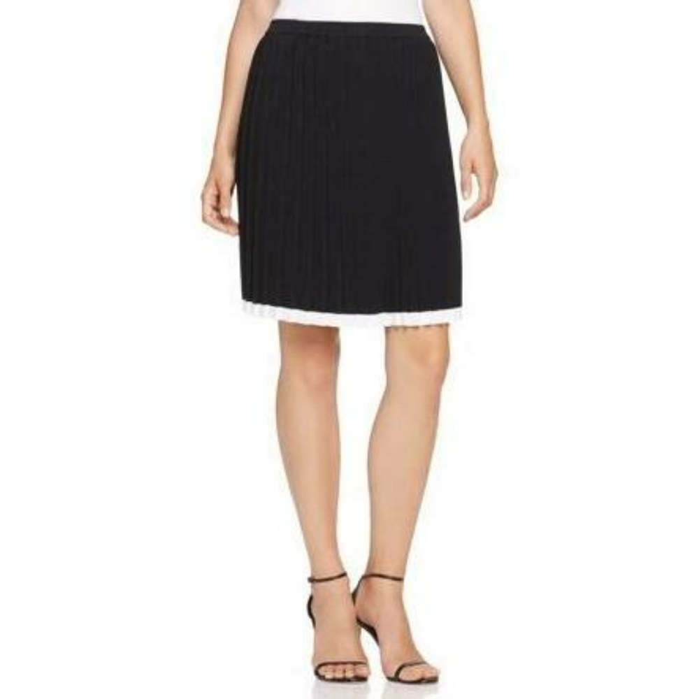 Michael Kors Black & White Pleated Knit Skirt